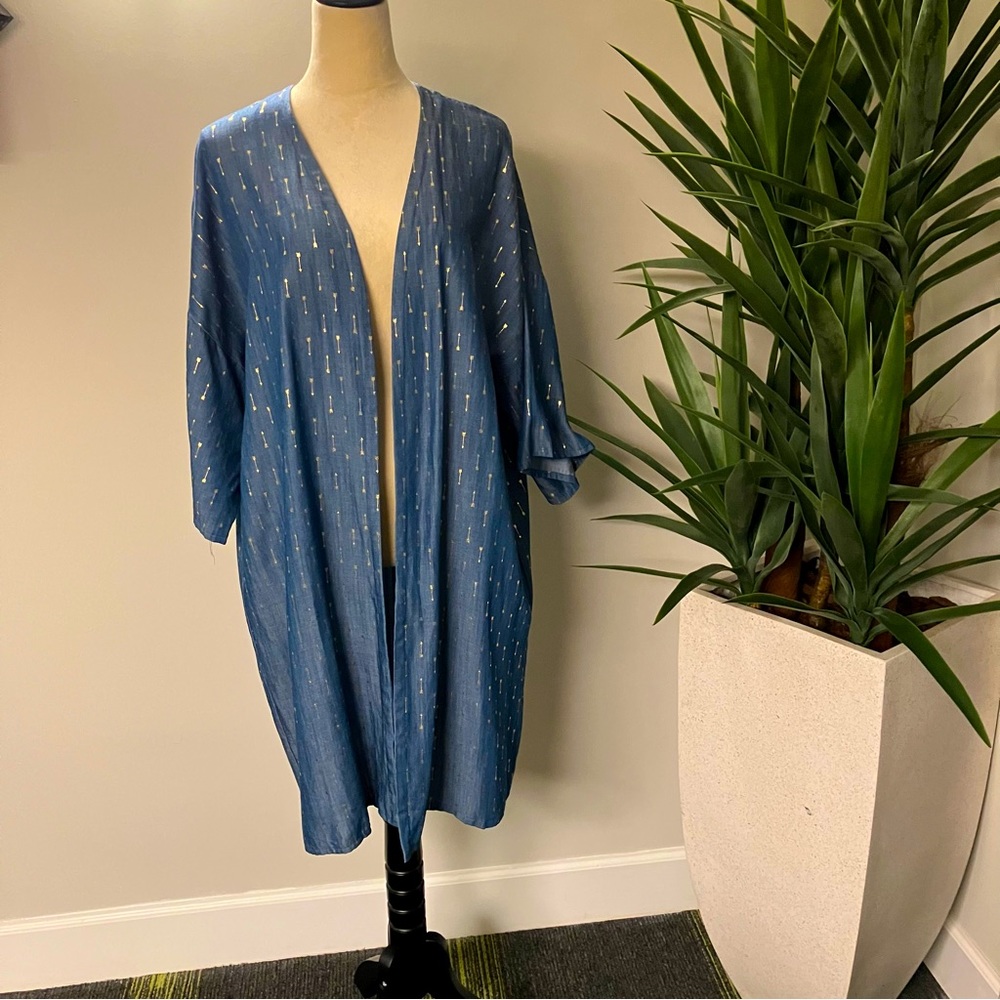 Blue Kimono with Golden Arrows short sleeve